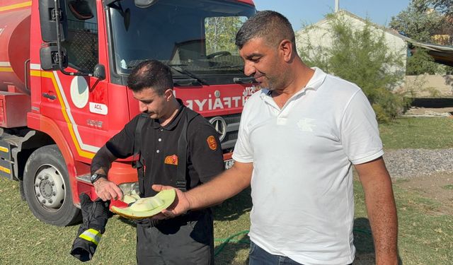 Yangını söndüren itfaiyeye bakın ne ikram etti