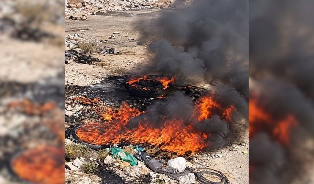 Eskil’de plastik atıkları yakan şahıs kameradan tespit edildi