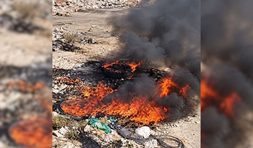 Eskil’de plastik atıkları yakan şahıs kameradan tespit edildi