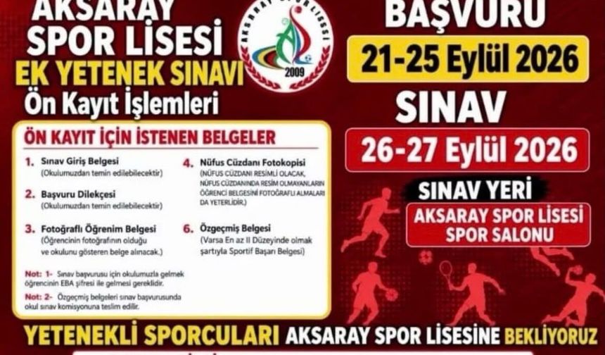 Spor Lisesi İçin Son Şans: Başvurular 21 Eylül'de!