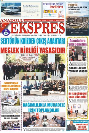 23 Eylül 2026 Anadolu Ekspres Gazetesi